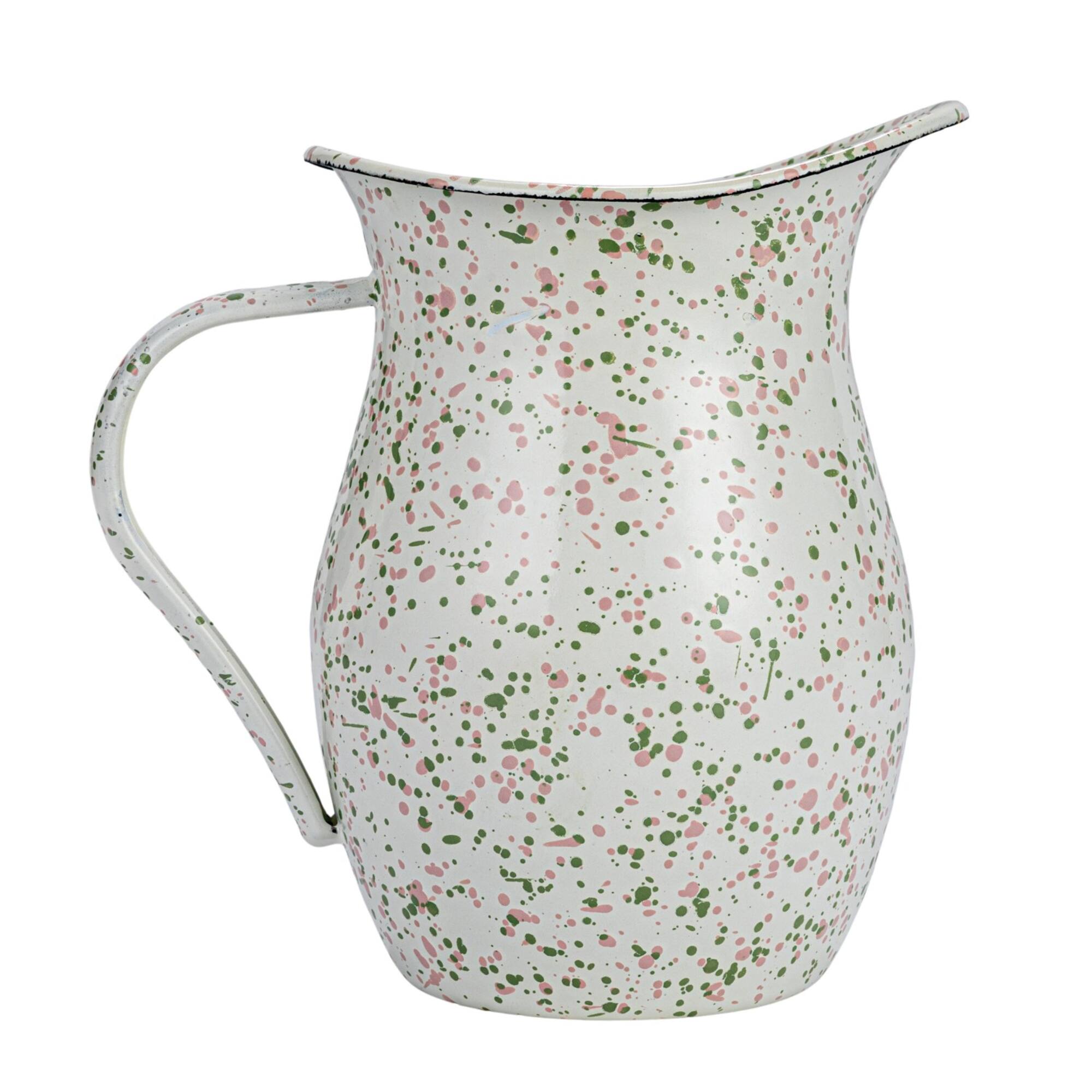 Hello Honey® 6.5" Mint & Pink Splatterware Enameled Metal Pitcher